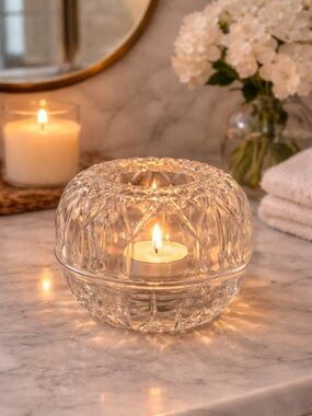 Homeco fairy light Crystal Glass Tea Light Candle Holder - Clear